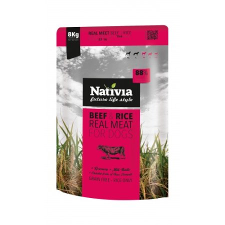 Nativia Real Meat beef & rice 8 kg (EXPIRÁCIA 09/2024)