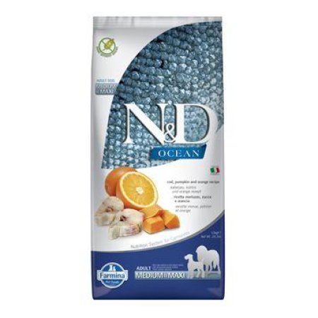 N&D OCEAN DOG LG Adult M/L Codfish & Orange 2,5kg (EXPIRÁCIA 08/2024)