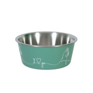 Miska nerez mačka LOVE CAT 400ml zelená Zolux