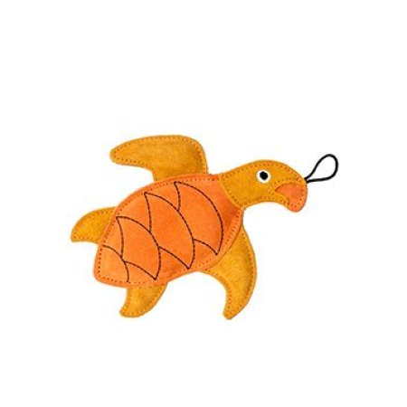 Hračka pes LEATHER TURTLE koža, oranžová 21cm Kiwi