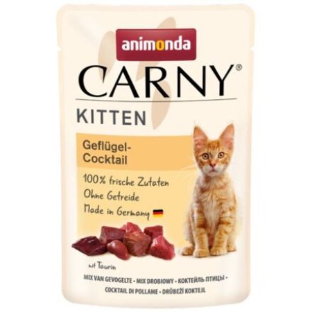 Carny Kitten 85 g hydinový koktail, vrecko pre mačiatka