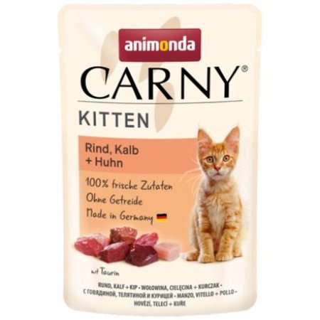 Carny Kitten 85 g hovädzie, teľacie + kuracie, vrecko pre mačiatka