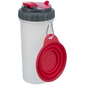 Cestovný zásobník na vodu a krmivo, vrátane misky 2 × 0.35 l/11 × 23 cm