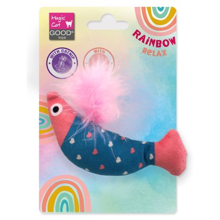 Hračka Magic Cat Rainbow Relax ryba s pierkom a šantou mačacia modro - ružová 10cm 