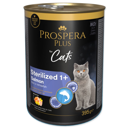 Konzerva Prospera Plus Sterilized 1+ Lososové päté bohaté na bielu rybu 395g
