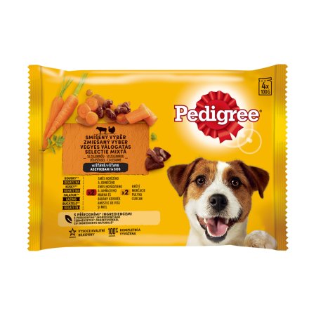 PEDIGREE vrecko s hovädzím s jahňacím a morčacím v šťave 4pack 400 g (EXPIRÁCIA 07/2024)