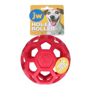 JW Hol-EE dierovaná lopta 11cm Medium - červená