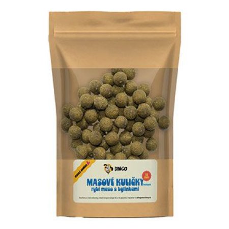DINGO mäsové guličky rybie mäso s bylinkami 16mm, 150g