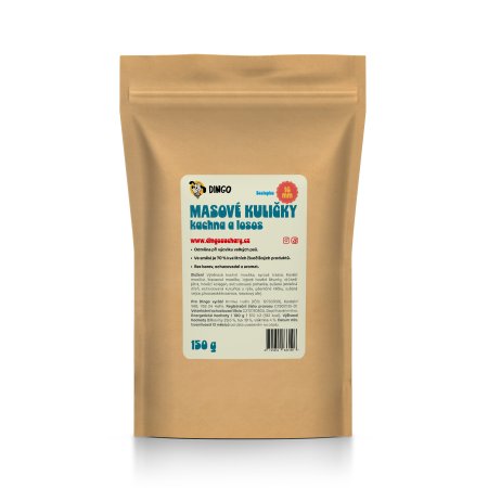 DINGO mäsové guličky kačica a losos 16mm, 150g