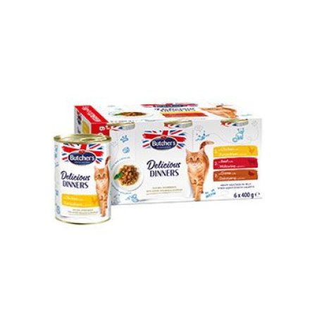 Butcher"s Cat Delic.Dinners kuř/hov/zvěř. konz.6x400g