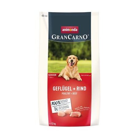 GranCarno Dog DryFood Senior s hydinovým a hovädzím mäsom, 12 kg