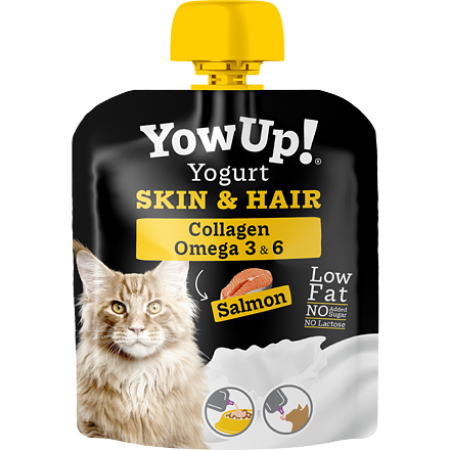 YOWUP! jogurtové vrecko SKIN & HAIR pre mačky, 85 g (01/2025)