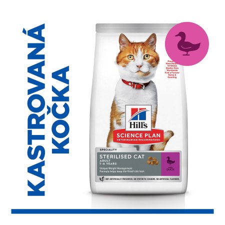 Hill’s Science Plan granule pre kastrované dospelé mačky s kačicou 10 kg