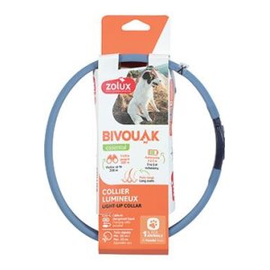 Obojok LED veľký BIVOUAK 30-60cm USB modrá Zolux