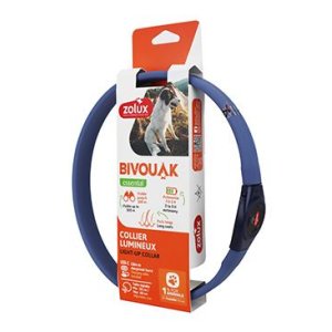 Obojok LED veľký BIVOUAK 30-60cm USB modrá Zolux