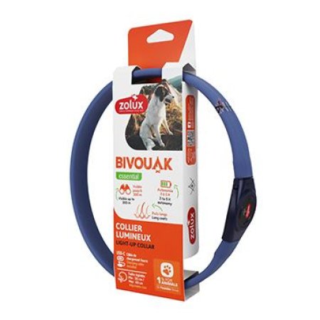 Obojok LED veľký BIVOUAK 30-60cm USB modrá Zolux