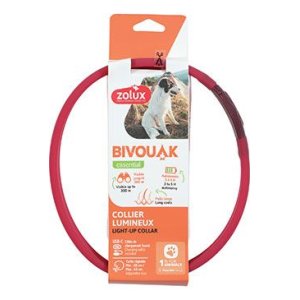 Obojok LED veľký BIVOUAK 30-60cm USB červená Zolux