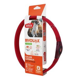 Obojok LED veľký BIVOUAK 30-60cm USB červená Zolux