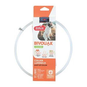 Obojok LED transparent BIVOUAK 30-60cm USB Zolux červená