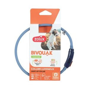 Obojok LED malý BIVOUAK 20-40cm USB modrá Zolux