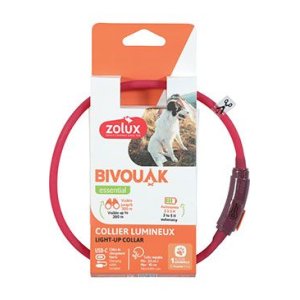 Obojok LED malý BIVOUAK 20-40cm USB červená Zolux