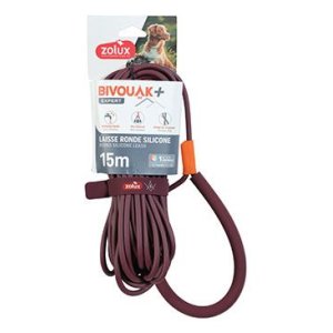 Vodítko pes BIVOUAK okrúhle, silik.6mm/15m červená Zolux