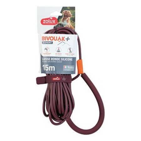 Vodítko pes BIVOUAK okrúhle, silik.6mm/15m červená Zolux