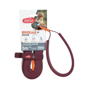 Vodítko pes BIVOUAK ploché, silik.15mm/5m červená Zolux