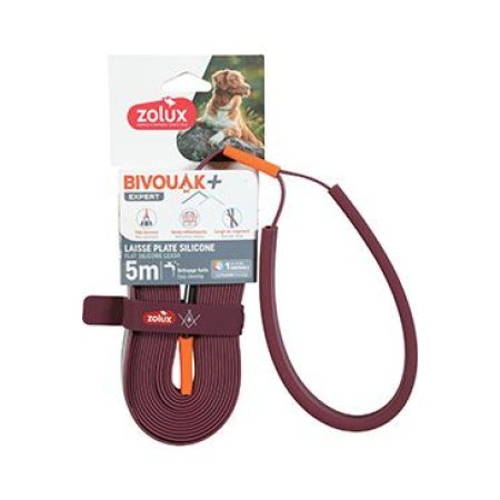 Vodítko pes BIVOUAK ploché, silik.15mm/5m červená Zolux