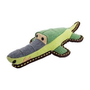 Krokodíl jutový 30 cm, robustný aport pre psov, HIPHOP DOG, zelená/sivá