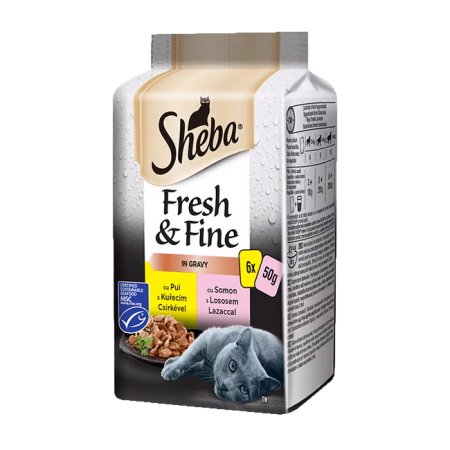 Sheba kapsička Fresh & Fine mix kuře a losos 6 x 50 g