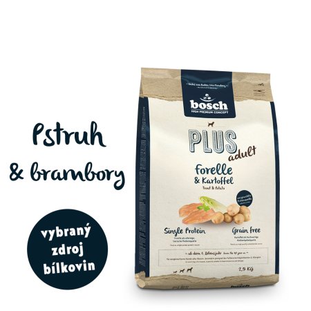 Bosch HPC PLUS Adult Trout & Potato 2,5 kg (POŠKODENÝ OBAL)