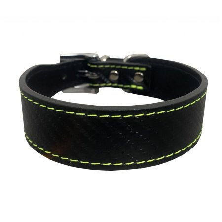 PROFIZOO Obojok Carbon koža rozšírený (28 mm x 42 cm) čierno zelená