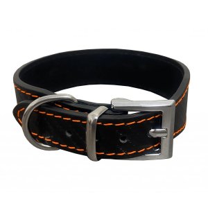 PROFIZOO Obojok Carbon koža rozšírený (23 mm x 30 cm) čierno oranžová