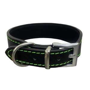 PROFIZOO Obojok Carbon koža rozšírený (28 mm x 38 cm) čierno zelená
