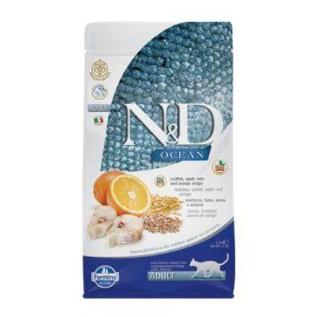 N&D OCEAN CAT LG Adult Codfish & Orange 1,5kg (EXPIRÁCIA 04/2025)