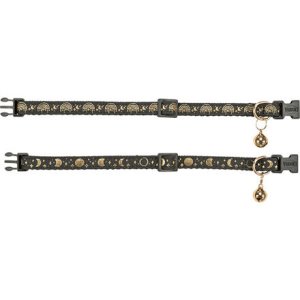 Obojok pre mačky, zlaté zdobenie, s rolničkou, čierna