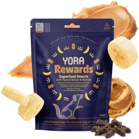 YORA pamlsky z hmyzu Rewards s arašídy a banánem 2x 100g