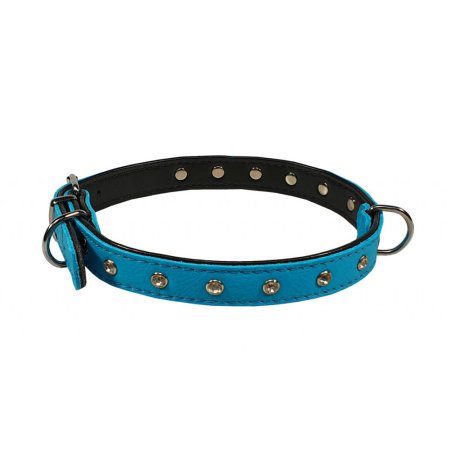 PROFIZOO Obojek kůže zdobený kamínkami (18 mm x 50 cm) světle modrá