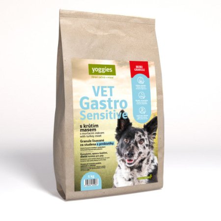 Yoggies VET Gastro Sensitive s krůtím masem, minigranule lisované za studena s probiotiky 5 kg