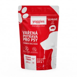 Yoggies Vařená potrava pro psy – vepřové maso s rýží 650 g