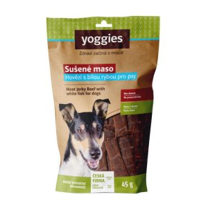 Yoggies Sušené hovězí maso s rybou pro psy (proužky) 45 g