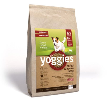 Yoggies Kuřecí&hovězí maso, minigranule lisované za studena s probiotiky 5 kg