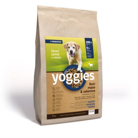 Yoggies Kozí maso&zelenina, hypoalergenní granule lisované za studena s probiotiky 5 kg