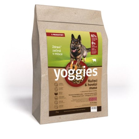 Yoggies Kuřecí&hovězí maso, granule lisované za studena s probiotiky 2 kg