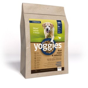 Yoggies Kozí maso&zelenina, hypoalergenní granule lisované za studena s probiotiky 2 kg
