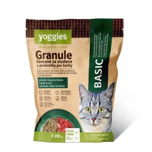 Yoggies Cat "Basic" granule pro kočky, lisované za studena s probiotiky 1,2 kg