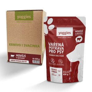 Yoggies Vařená potrava pro psy - hovězí maso s quinoou 6 x 650 g
