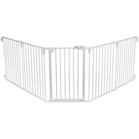 Zábrana pro psy s dvířky, 5 dílů, 62.5-300 x 76.5 cm, lakovaný kov