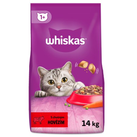 WHISKAS granule s hovädzím mäsom 14 kg (POŠKODENÝ OBAL, váha 13,5 kg)